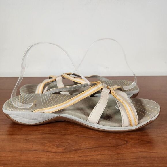 Merrell Sandals Womens Size 11 Camellia Yellow Beige Leather Slides J35594 FLAWS - Picture 6 of 15